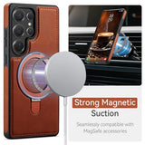 for Galaxy S25 Ultra Case with Stand Compatible with Magsafe, Slim PU Leather & Rubber Drop Proof Magnetic Kickstand Protective Phone Cases