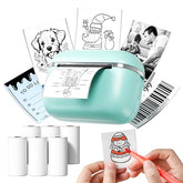 Super Mini Sticker Maker - Thermal Sticker Printer With 6 Rolls Paper, T02E Ai Smart Portable Bluetooth Inkless Printpods, Label Maker For Creative Kids Diy Journal, Diaries, Photos, Study Notes, Gift