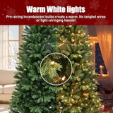 7Ft Prelit Artificial Christmas Tree With 400 Lights, Easy Assembly Hinge Design Skinny Xmas Trees, 1316 Pe&Pvc Mixed Branch Tips, Green