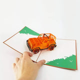 Orange Jeep Pop Up Birthday Card, Thank You Card, Love Card, Graduation Card, Anniversary Card, Just Because, Romantic Cards For Man, Woman, Lady, Girl, Boy Jeep Pop Up Card (Orange)