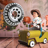 30 Inch Black Car Wheel Tire Party Balloons, Classic Large Racing Car Hot Wheels Mylar Foil Balloon For Men And Boys Racetrack Car Themed Birthday Baby Shower Party Decorations Supplies