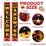 Movie Night Porch Sign Banner 12Pcs Movie Signs Cards For Home Film Backdrop Party Decoration Welcome Now Showing Door Hanging Banner Night Cutouts For Theater Photography Family Party Supplies