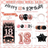 Rose Gold 18Th Birthday Decorations For Girls, Happy 18Th Birthday Decorations With Banner Backdrop For 18 Year Old Birthday Party Decoration Supplies