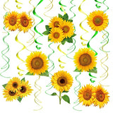 30Pcs Sunflower Decorations Hanging Swirls Spring Summer Party Supplies Sun Flowers Foil Ceiling Wall Decor For Baby Shower Birthday Wedding Family Holiday Favors