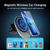 Magnetic Wireless Car Charger, 15W Fast Charging For Magsafe Car Charger Mount, Compatible With Iphone 14/13/12 Series And Magsafe/Magnetic Cases, Air Vent Clip (With 20W Pd Qc3.0 Car Charger)
