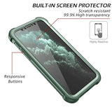 Iphone 11 Pro Case With Screen Protector Clear Rugged Full Body Protective Shockproof Hard Back Defender Dual Layer Heavy Duty Bumper Cover Case For Iphone 11 Pro 5.8" - Green