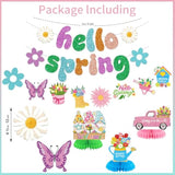 Spring Party Decorations, Hello Spring Decoration Include Banner, Hanging Swirls And Honeycomb Centerpieces, Butterfly Flowers Hanging Decorations Spring Decorations For Home Office Classroom