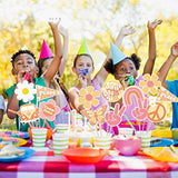 30Pcs Groovy Retro Hippie Boho Table Centerpieces for 60s Party Decorations