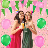 49.21 Ft 60 Pieces Party Pennant Banner Flags Decorations String Triangle Flags For Birthday Baby Shower Carnival Movie Witch Crown Party Supplies (Pink And Green)