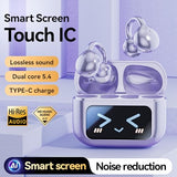 Open Ear Clip Headphones Wireless Earbuds Bluetooth 5.4 Sports Earphones with Wireless LED Touch Screen Waterproof in Ear Earphones for Pad Tablet
