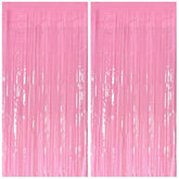2 Pack Foil Curtain Pink Backdrop Streamers Metallic Tinsel Fringe Curtains Photo Booth Props For Birthday Wedding Engagement Bachelorette Christmas Holiday Celebration Party Decorations