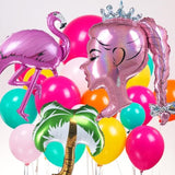 Hot Pink Blue Yellow Orange Balloon Garland Kit Crown Princess Palm Tree Summer Sunglasses Tropical Balloons Arch For Doll Theme Pool Party Decoration Girl Birthday Baby Shower Bachelorette Supplies