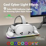 Charging Dock Compatible With Meta Oculus Quest 3/3S, Vr Headset Controller Accessories, Charging Station With Closable Rgb Indicator, Magnetic Charging, Fast Charging, 2 Rechargeable Batteries