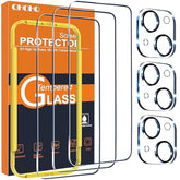 Iphone 15 6.1 Inch Screen Protector 3 Pack With Camera Lens 9H Hardness