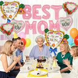 13 Pcs Mothers Day Balloons Mother's Day Party Supplies Heart shapeLove You Balloons for Rose flower Best Mom Thematic Birthday Party Decorations Supplies