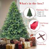 Artificial Christmas Tree, 6Ft Realistic Spruce Holiday Décor W/1152 Branch Tips, Easy Assembly Hinged Design, Wooden Base