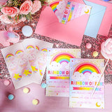 24 Sets Rainbow Birthday Invitations With Envelopes And Stickers For Girls Party Invitations For Kids Rainbow Birthday Baby Shower Party Decoration