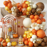 Fall Thanksgiving Balloon Arch Kit – Orange, Brown & White Gold Party Decor