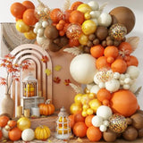 Fall Thanksgiving Balloon Arch Kit – Orange, Brown & White Gold Party Decor
