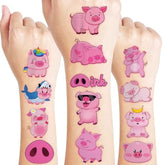 96 Pcs Pig Pre-Cut Temporary Tattoos For Kids | Super Cute Themed Birthday Party Favors, Supplies, Decorations, Cute Farm Animal Fake Tattoo Stickers, School Rewards Prizes & Gifts For Boys & Girls