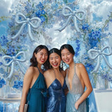 4Pcs Blue Bow Foil Balloons Set Dusty Blue Bow Mylar Balloons For Coquette Birthday, Baby Shower, Last Toast On Coast,Bachelorette Party, Bow Themed Beach Bridal Shower Party Decorations