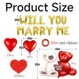 Will You Marry Me Balloons, Will You Marry Me Decorations Set With 1000 Red Rose, Will You Marry Me Sign I Love You Heart Shaped Balloons Kit For Valentines Day Wedding Proposal Anniversary