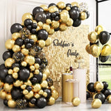 Black And Gold Balloons Garland Arch Kit With Black Gold Confetti Ball