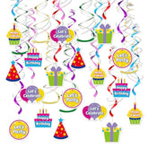 18PCS Colorful Birthday Swirl Decorations with Fun Signs for Parties