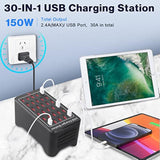 30 Port 150W(30A) Usb Charging Station - Multi Port Usb Hub With Smart Detect For Smartphones, Tablets And Other Electronics