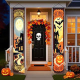 Large Halloween Banner 4pcs Haunted Mansion Portraits Indoor Outdoor Vintage Horror Wall Decor