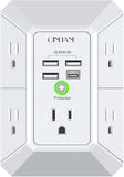 Wall Charger Surge Protector with 5 Outlets 4 USB Ports 1680J Multi Plug Adapter for Home Office Travel