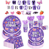 169Pcs Purple Music Birthday Decorations Pop Star Party Decorations Purple Birthday Plates Napkins Cups Banner Cutlery, Purple Party Supplies, Serves 24