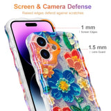 Colorful Retro Oil Painting Print Flower Blue Case for iPhone