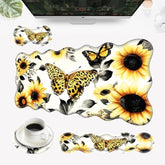 Desk Mat, Mouse Pad With Wrist Rest, 4-In-1 Large Mouse Pads For Desk, Ergonomic Mouse Pad And Keyboard Wrist Rest Gaming Keyboard Mat For Office,Sunflower And Butterflies