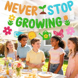 Spring Never Stop Growing Banner - Inspirational Classroom Decorations For Teachers, Office & Home Wall Decor, Pre-Strung Motivational Sign For Growth Party, Indoor Outdoor Backdrop