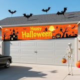 Happy Halloween Banner 118x20 Inch Large Backdrop with Ribbon Pumpkin Ghost Yard Wall Decor