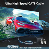Cat 8 Ethernet Cable 25Ft, Ethernet Cable For Gaming, High Speed 40Gbps 2000Mh