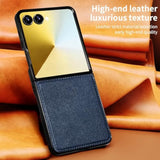 For Galaxy Z Flip 7 Case, Genuine Leather, Slim Fit-Drop & Scratch Resistant Phone Cover For Samsung Galaxy Z Flip7 Leather Case, Pc Shell Ultra, Blue