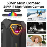 Armor X13 Rugged Phone, 12+64GB, 50MP Rear Camera, 24MP Night Vision Camera, Android 15 OS Rugged Smartphone, 6.52 Screen, 6320mAh, NFC, GPS, Dual 4G