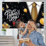 Happy Father's Day Backdrop Banner Decoration, 70.9 x 45.3In Large Size Black and Gold Background for Father's Day Decor, Dad Banner Photo Backdrop for Holiday Birthday Party Supplies
