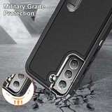 Samsung Galaxy S22 Plus 3-Layer Military Grade Protective Case Cover with Kickstand, Black and Black