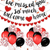 Red Welcome Home Decorations We Missed You So Much Banner Glitter Garland And Balloons Family Housewarming Party Supplies Military Army Welcome Back Party Decor