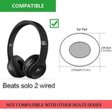 Solo 2 Wired Replacement Earpads - Protein Leather & Memory Foam Ear Cushion Pads For Beats Solo2 Wired On-Ear Headphones By Dr. Dre Only (Not Fit Solo 2.0/3.0 Wireless) - Black