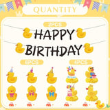 18Pc Duck Birthday Party Decorations Banner, Hanging Swirls, & Table Centerpieces
