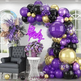Purple Black And Gold Balloon Arch Kit Graduation Balloons Garland Black Metallic Dark Royal Purple Gold Confetti Balloon For Women Grad Class Of 2025 Decor Birthday Baby Shower Party