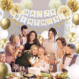 Gold Birthday Decor Kit – Banner & Balloons for 16th to 70th Party Celebration Supplies