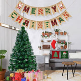Merry Christmas Banner Burlap, Christmas Banner For Mantle With Santa Claus Sign For Indoor Outdoor Party Decoration