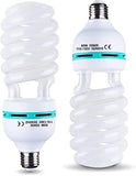 2 Pack 85W CFL Photography Light Bulbs 5500K Daylight Spiral Softbox E26 E27 Studio Lighting