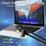Usb4 C Cable 90 Degree Right Angle Usb C To Usb C Cable 240W Usb4.0 Type C Fast Charging Cable Support Thunderbolt 3 8K Video 40Gbps Data Transfer For Phone Power Bank Ssd 0.3M
