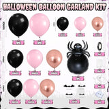 Halloween Balloon Arch Kit – Black Pink Rose Gold with Spider & Bat Decorations